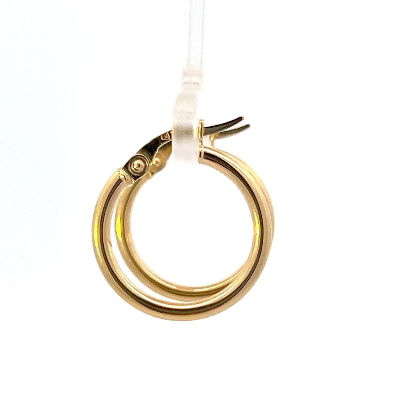 10K Yellow Gold 3mm Tube  Hoop Earrings small