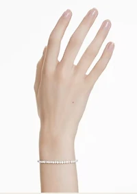 Swarovski - Matrix Tennis bracelet Crystal pearl, Round cut, White, Rhodium plated - 5689633