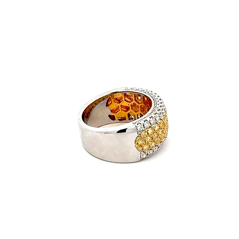 18K White Gold 1.56 cttw Natural Yellow and White Diamond Band