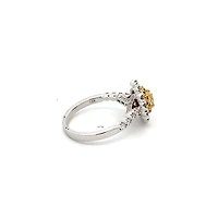 18K White Gold 1.31 cttw Natural Yellow and White Diamond Ring - 4.5