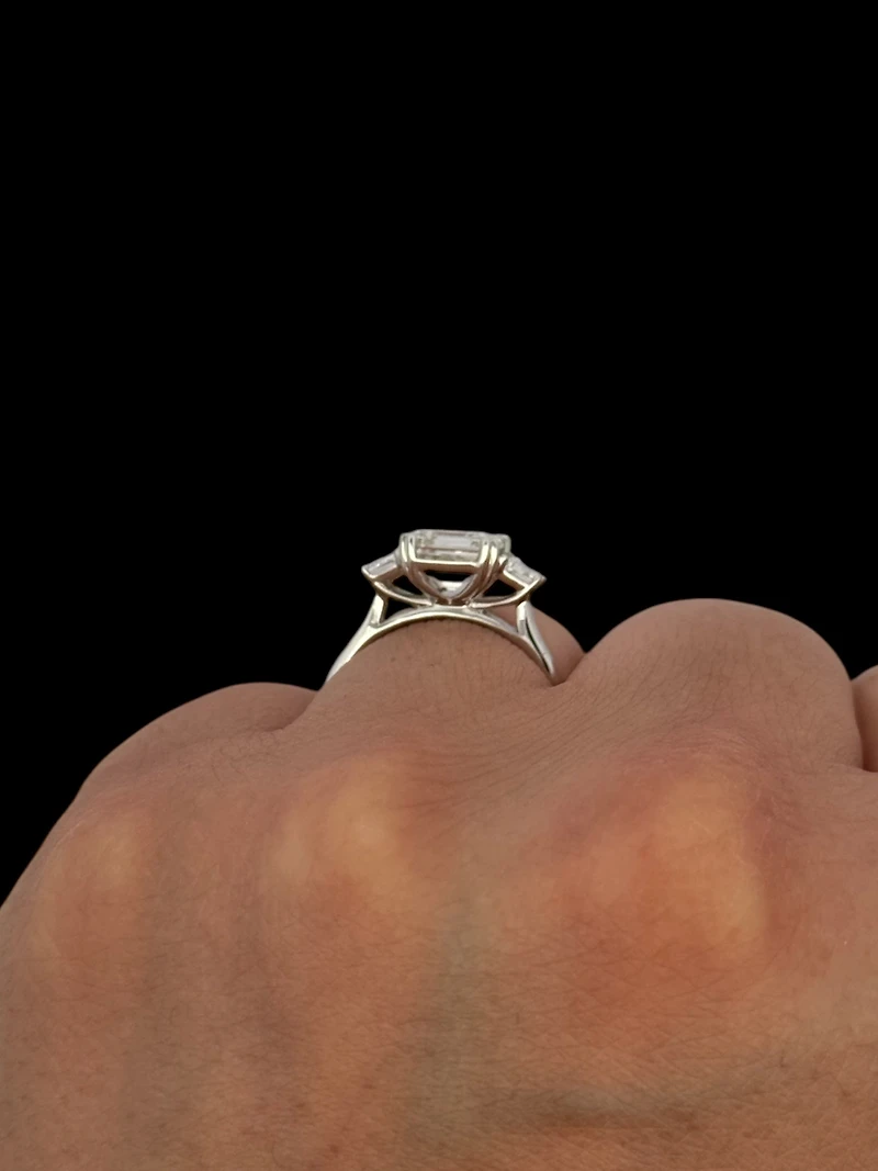 14K White Gold Lab Grown Asscher Cut Diamond Engagement Ring - / 4
