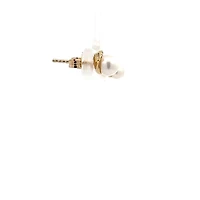 10K Yellow Gold Diamond and Pearl Cat Stud Earrings