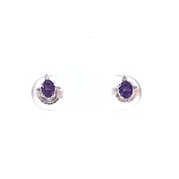 10K Yellow Gold Amethyst and Diamond Earrings