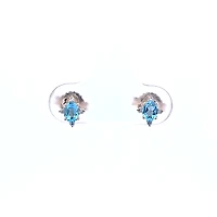10K Yellow Gold Blue Topaz and Diamond Earrings