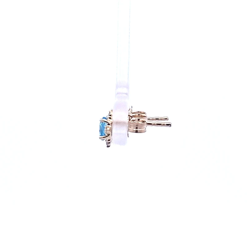 10K Yellow Gold Aquamarine and Diamond Earrings