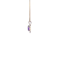 10K Yellow Gold Amethyst and Diamond Pendant - 18"