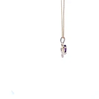 10K Yellow Gold Amethyst and Diamond Pendant - 18"