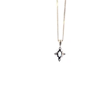 10K Yellow Gold Aquamarine and Diamond Necklace, 18"