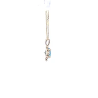 10K Yellow Gold Blue Topaz and Diamond Necklace, 18"