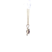 10K Yellow Gold Garnet and Diamond Necklace, 18"