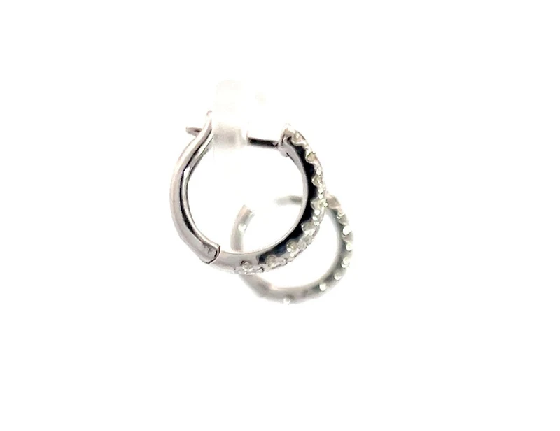 10K White Gold 0.75cttw Diamond Double Band Hoops - 12mm