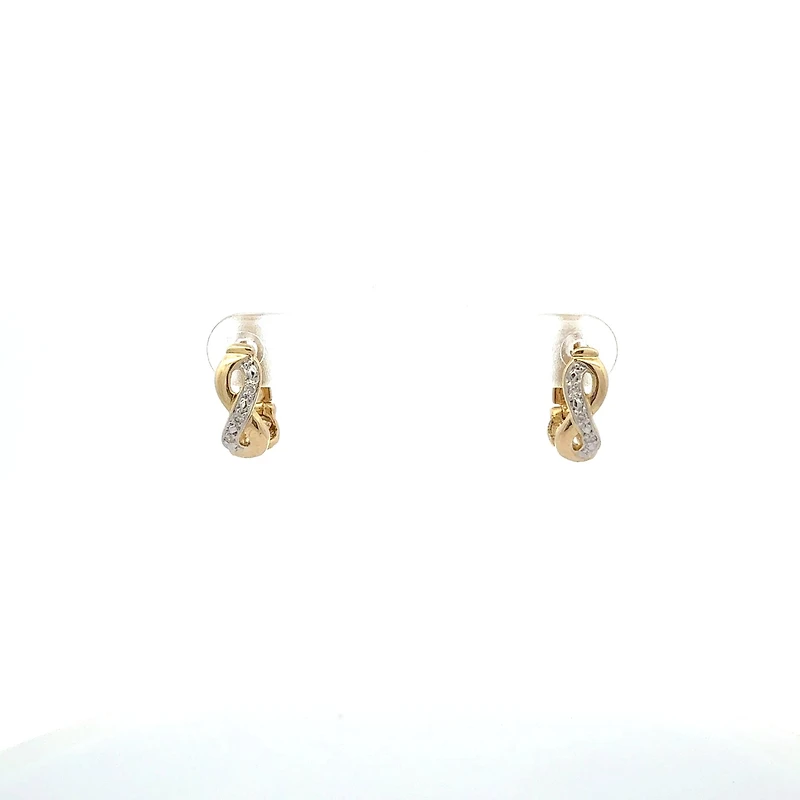 10K Yellow and White Gold Infinity Diamond Earrings