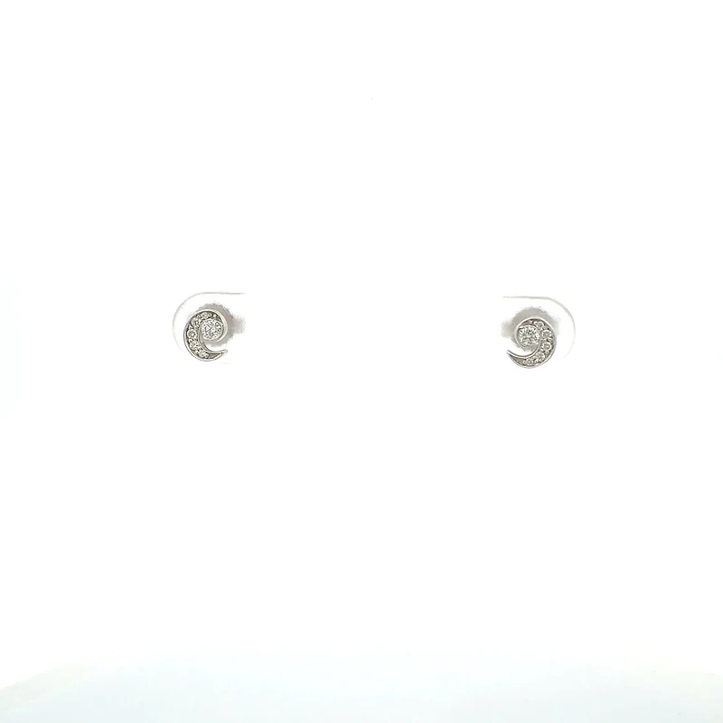 14K White Gold 0.12cttw Maple Leaf Canadian Diamonds Earrings