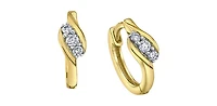 10K Yellow Gold 0.07cttw Diamond Hoop Earrings