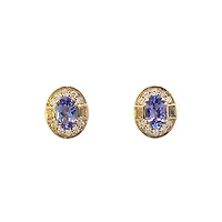10K Yellow Gold Tanzanite , White sapphire and Diamond Earrings - yellow gold