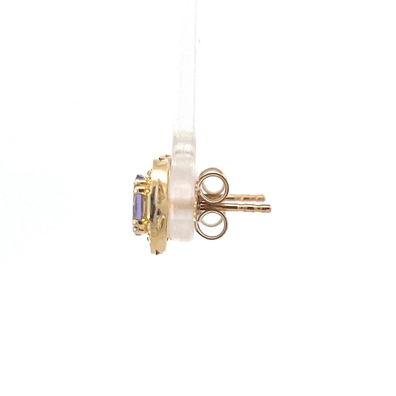 10K Yellow Gold Tanzanite , White sapphire and Diamond Earrings - yellow gold