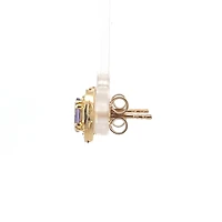 10K Yellow Gold Tanzanite , White sapphire and Diamond Earrings - yellow gold