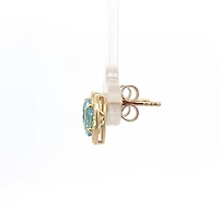 10K Yellow Gold Blue Topaz and Diamond Earrings