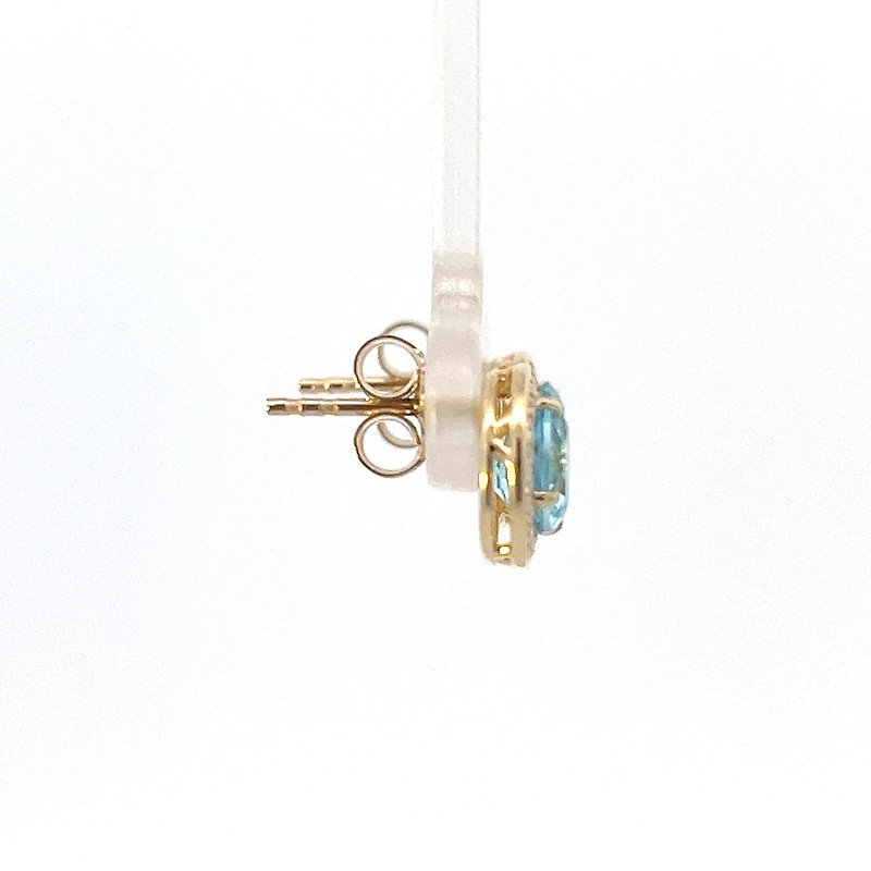 10K Yellow Gold Blue Topaz and Diamond Earrings