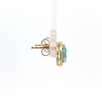 10K Yellow Gold Blue Topaz and Diamond Earrings