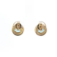 10K Yellow Gold Blue Topaz and Diamond Earrings