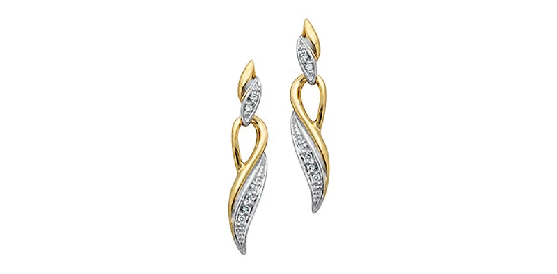 10K Yellow Gold 0.05cttw Diamond Dangle Earrings