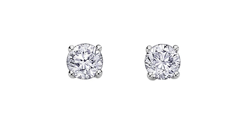 14K White Gold 0.15cttw Canadian Diamond Earrings