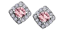 10K White Gold Pink Tourmaline & Diamond Earring