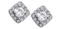 10K White Gold White Zircon & Diamond Earring