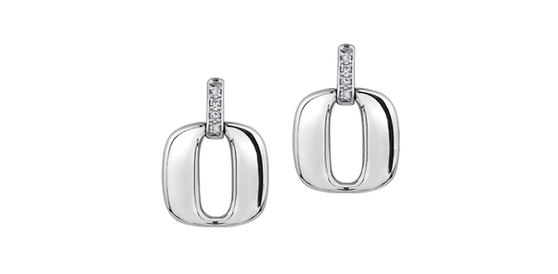 Sterling Silver 0.08cttw Diamond Earring