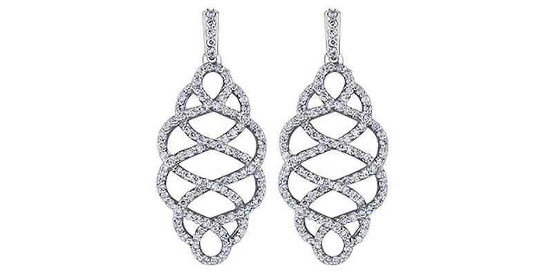 14K White Gold 0.52cttw Diamond Dangle Earrings