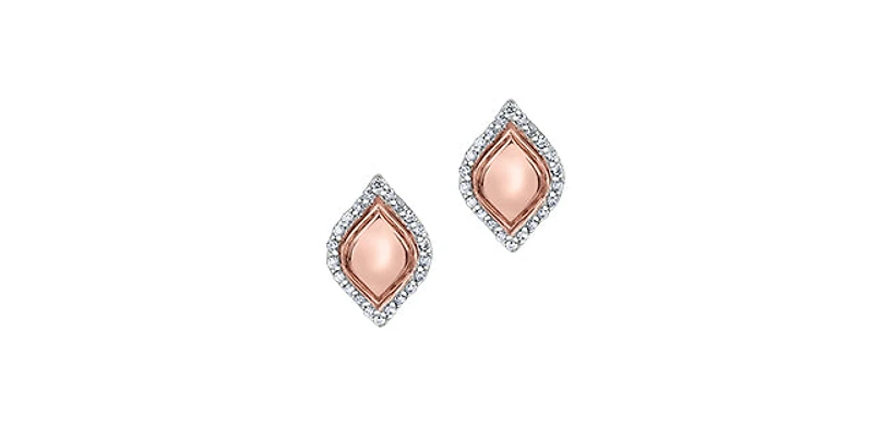 10K White & Rose Gold 0.13cttw Diamond Stud Earrings
