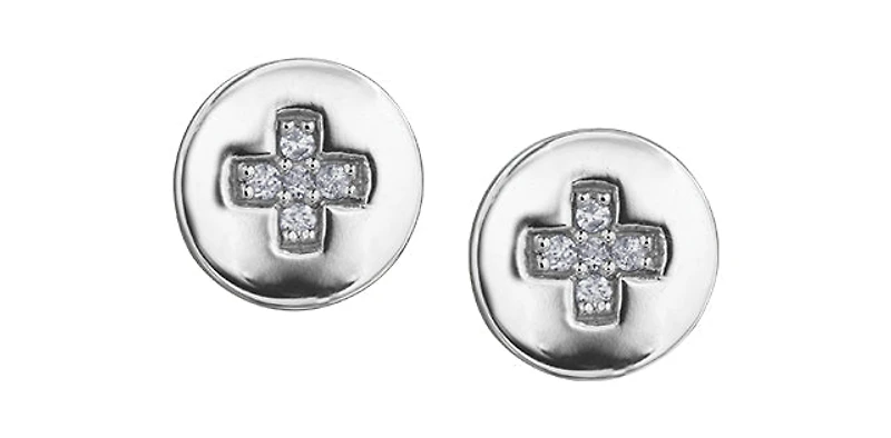 10K White Gold 0.05cttw Diamond Earrings