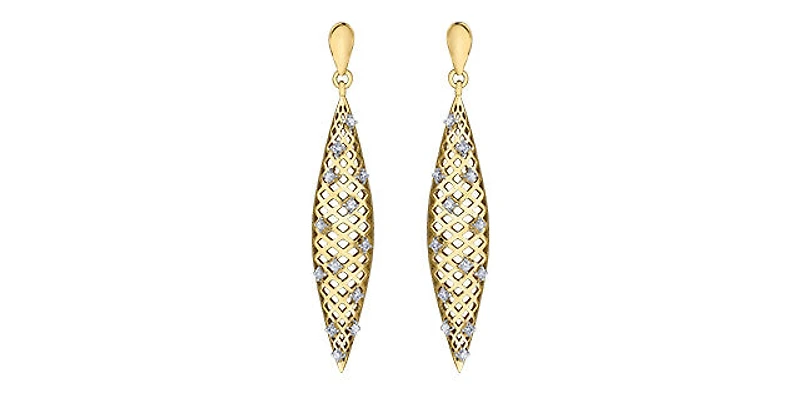 10K Yellow Gold 0.20cttw Diamond Dangle Earrings