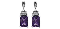 10K White Gold 1.80cttw Amethyst and 0.03cttw Diamond Dangle/Drop Earrings