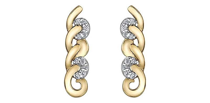 10K Yellow Gold 0.05cttw Diamond Earrings