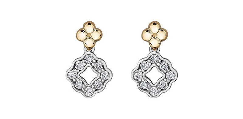 10K White & Yellow Gold 0.25cttw Diamond Earrings