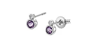 10K White Gold Amethyst and 0.01cttw Diamond Earrings