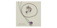 10K White Gold Amethyst and 0.01cttw Diamond Earrings