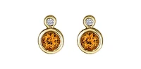 10K Yellow Gold Citrine and 0.01cttw Diamond Earrings