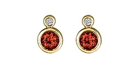 10K Yellow Gold Garnet and 0.01cttw Diamond Earrings