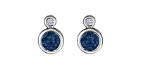 10K White Gold Sapphire  and 0.01cttw Diamond Earrings