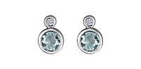 10K White Gold Aquamarine and 0.01cttw Diamond Earrings