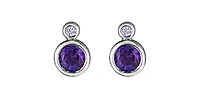 10K White Gold Amethyst and 0.01cttw Diamond Earrings