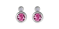 10K White Gold Pink Tourmaline and 0.01cttw Diamond Earrings