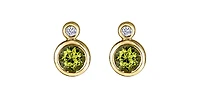 10K Yellow Gold Peridot and 0.01cttw Diamond Earrings