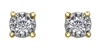 10K Yellow and White Gold 0.15cttw Diamond Stud Earrings