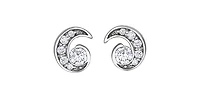 14K White Gold 0.12cttw Maple Leaf Canadian Diamonds Earrings