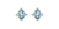 10K Yellow Gold Aquamarine and Diamond Earrings