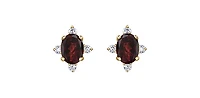 10K Yellow Gold Garnet and Diamond Earrings